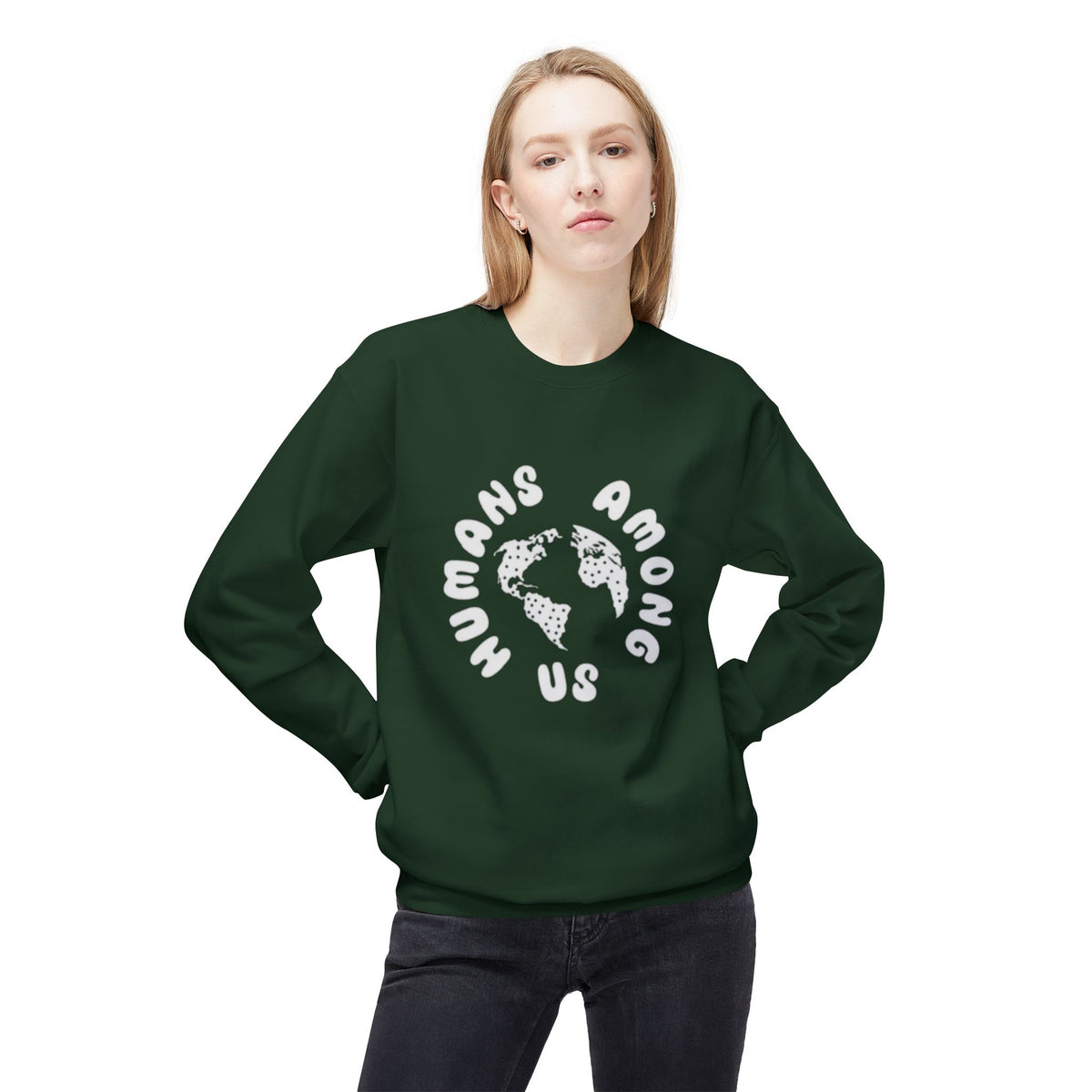 Humans Among Us Earth Graphic Crewneck Sweatshirt