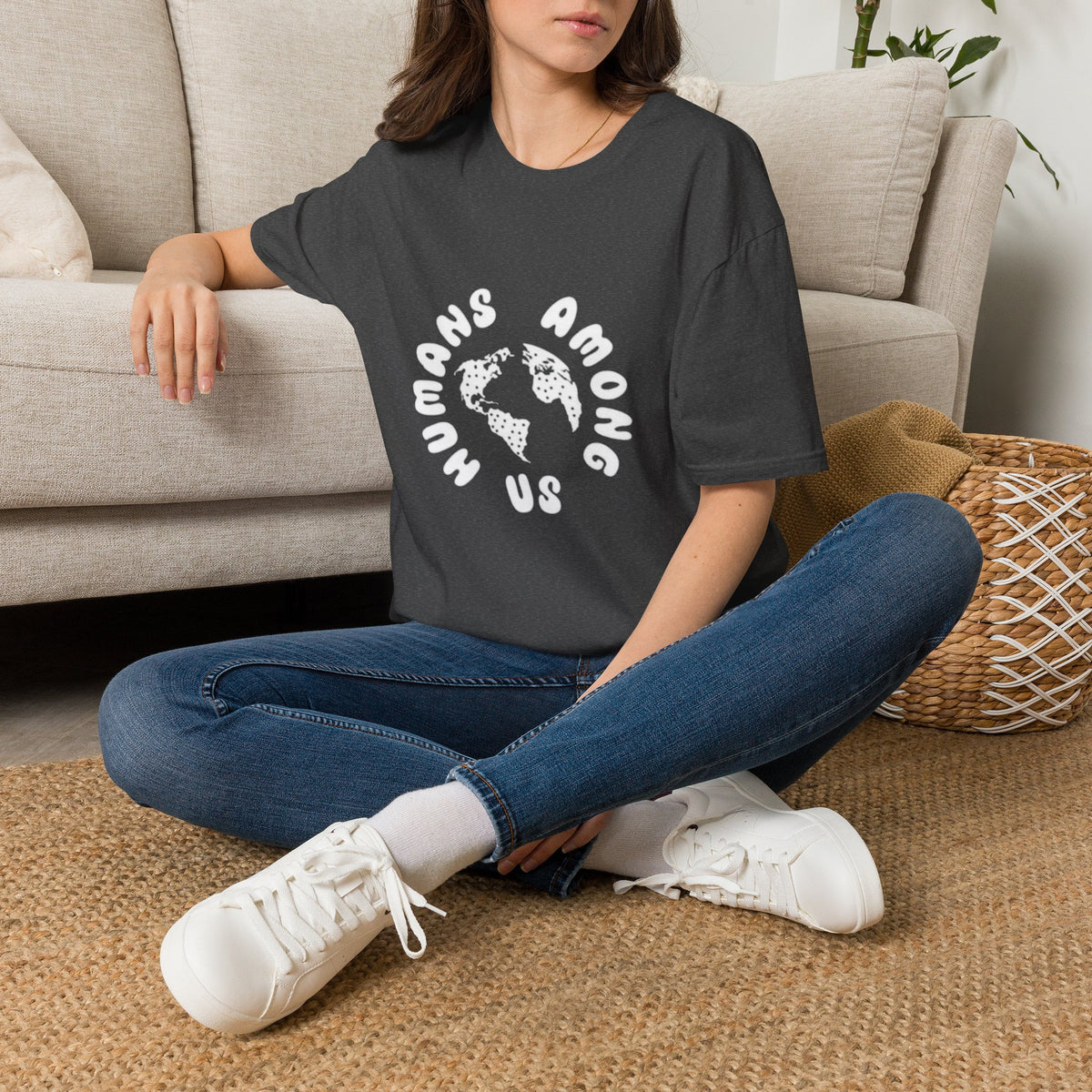 Earth Circle Graphic Tee — "Humans Among Us" Planet Earth T-Shirt