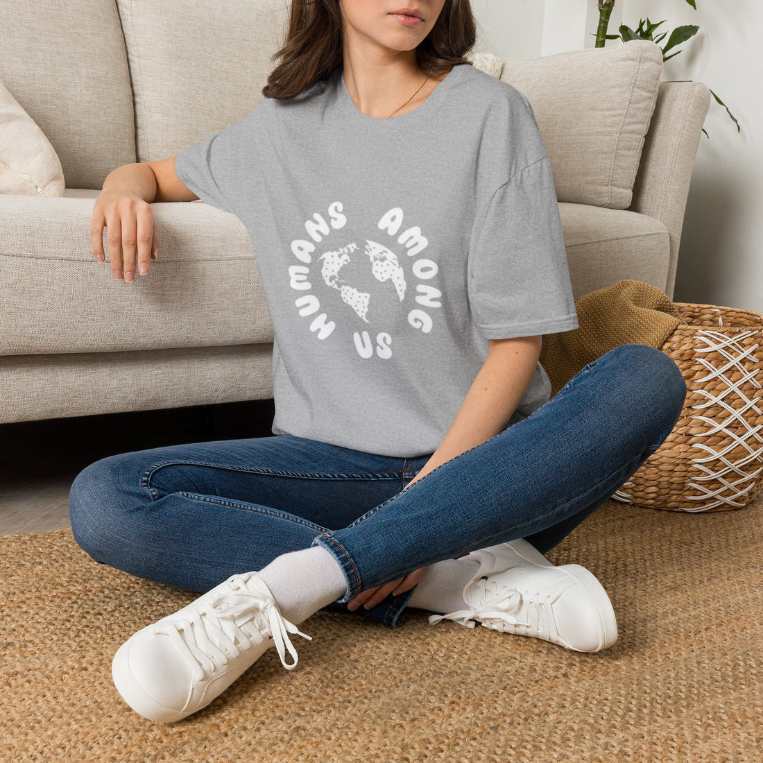 Earth Circle Graphic Tee — "Humans Among Us" Planet Earth T-Shirt