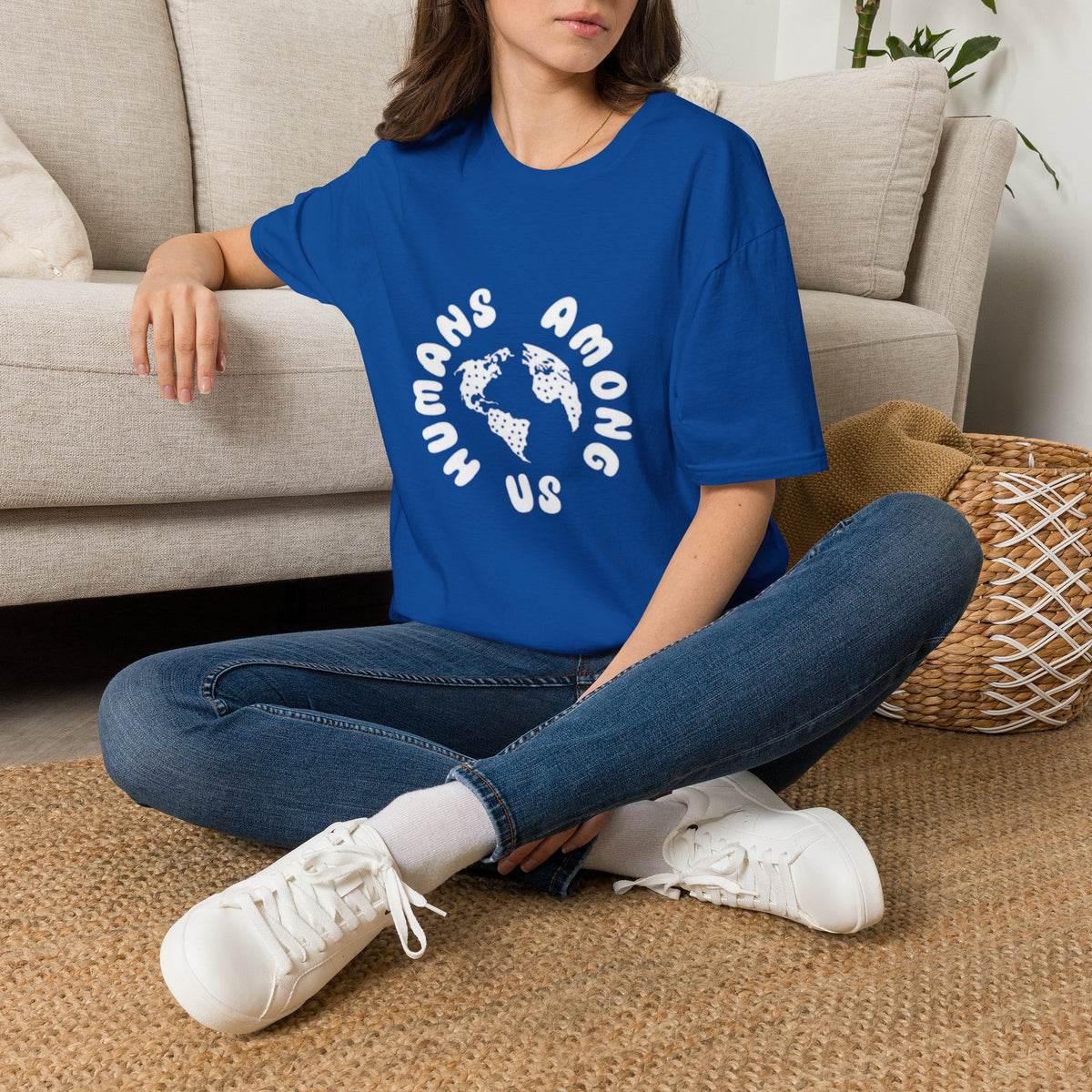 Earth Circle Graphic Tee — "Humans Among Us" Planet Earth T-Shirt