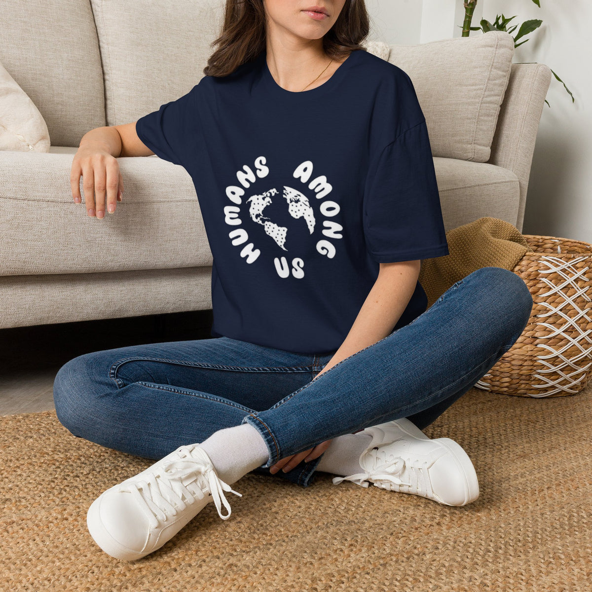 Earth Circle Graphic Tee — "Humans Among Us" Planet Earth T-Shirt