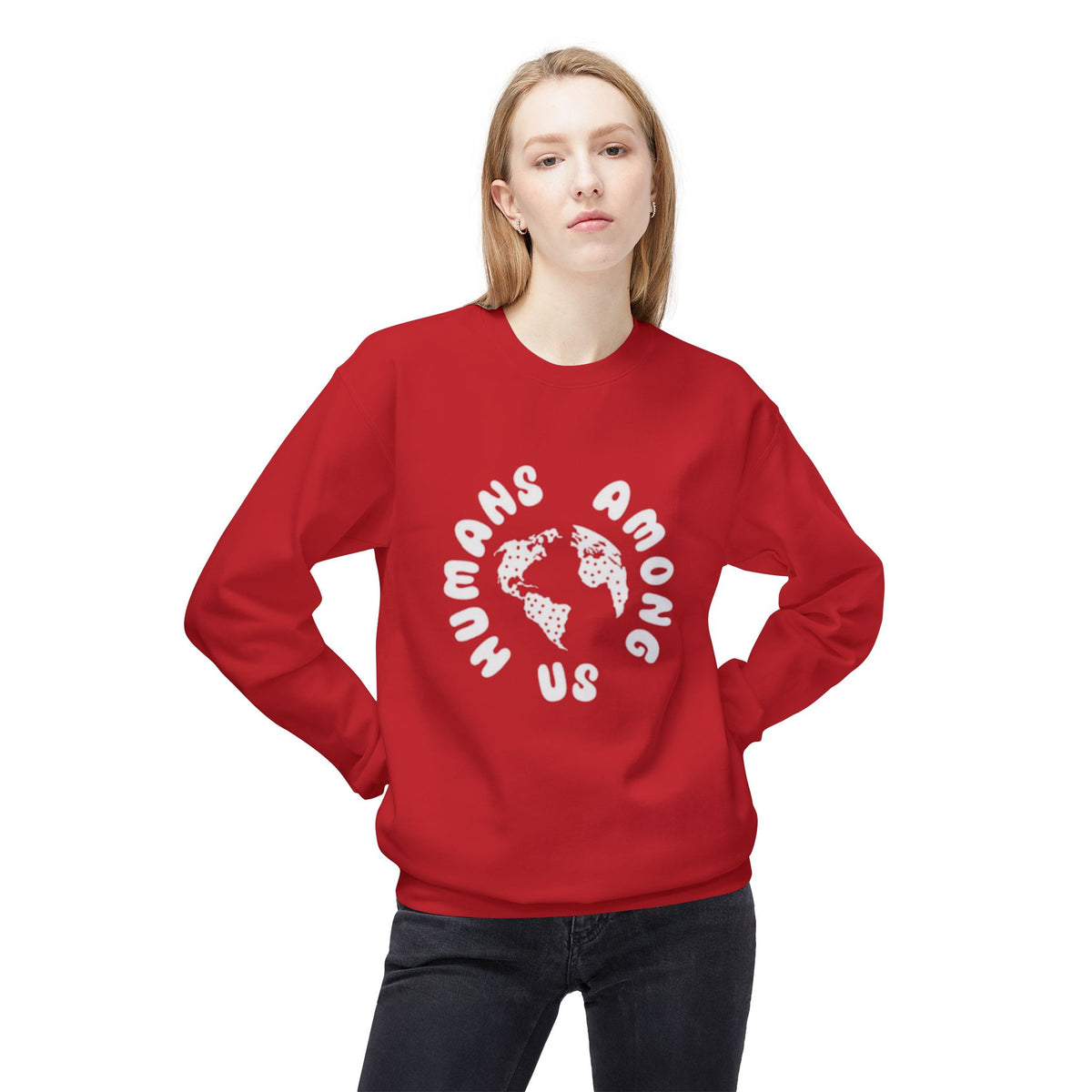 Humans Among Us Earth Graphic Crewneck Sweatshirt
