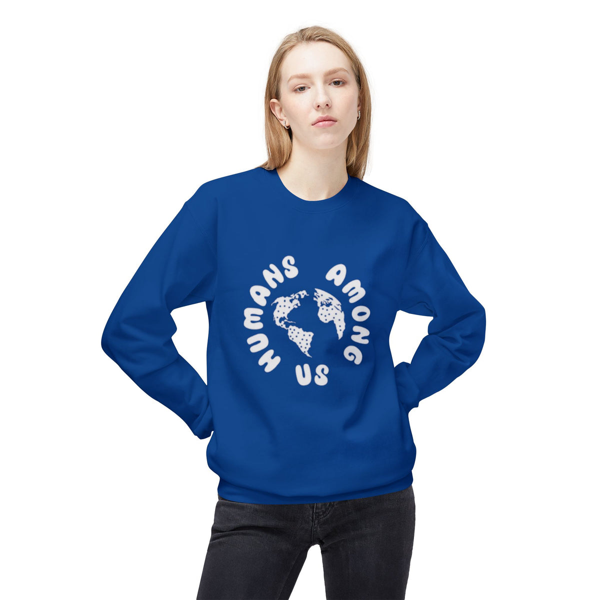 Humans Among Us Earth Graphic Crewneck Sweatshirt
