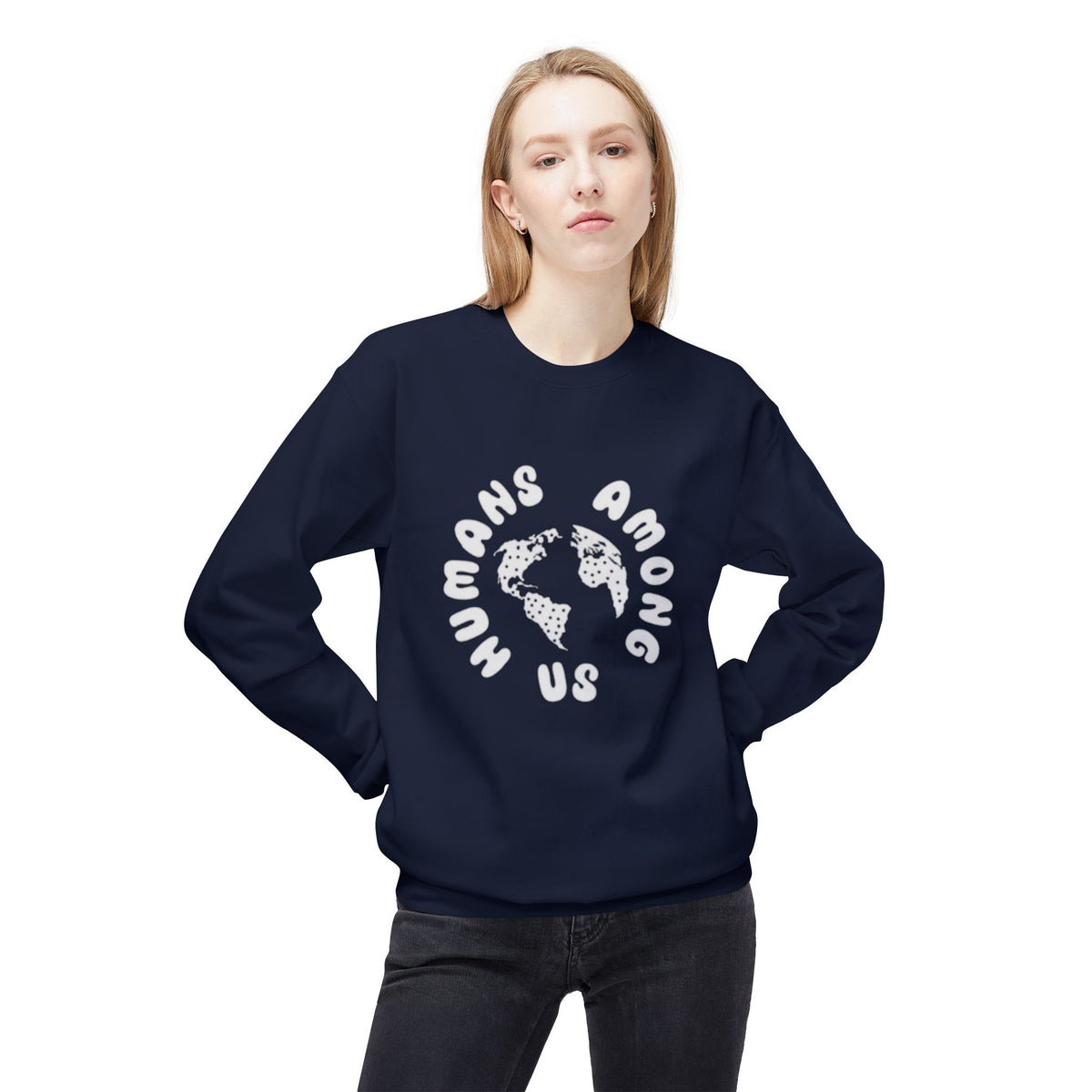 Humans Among Us Earth Graphic Crewneck Sweatshirt