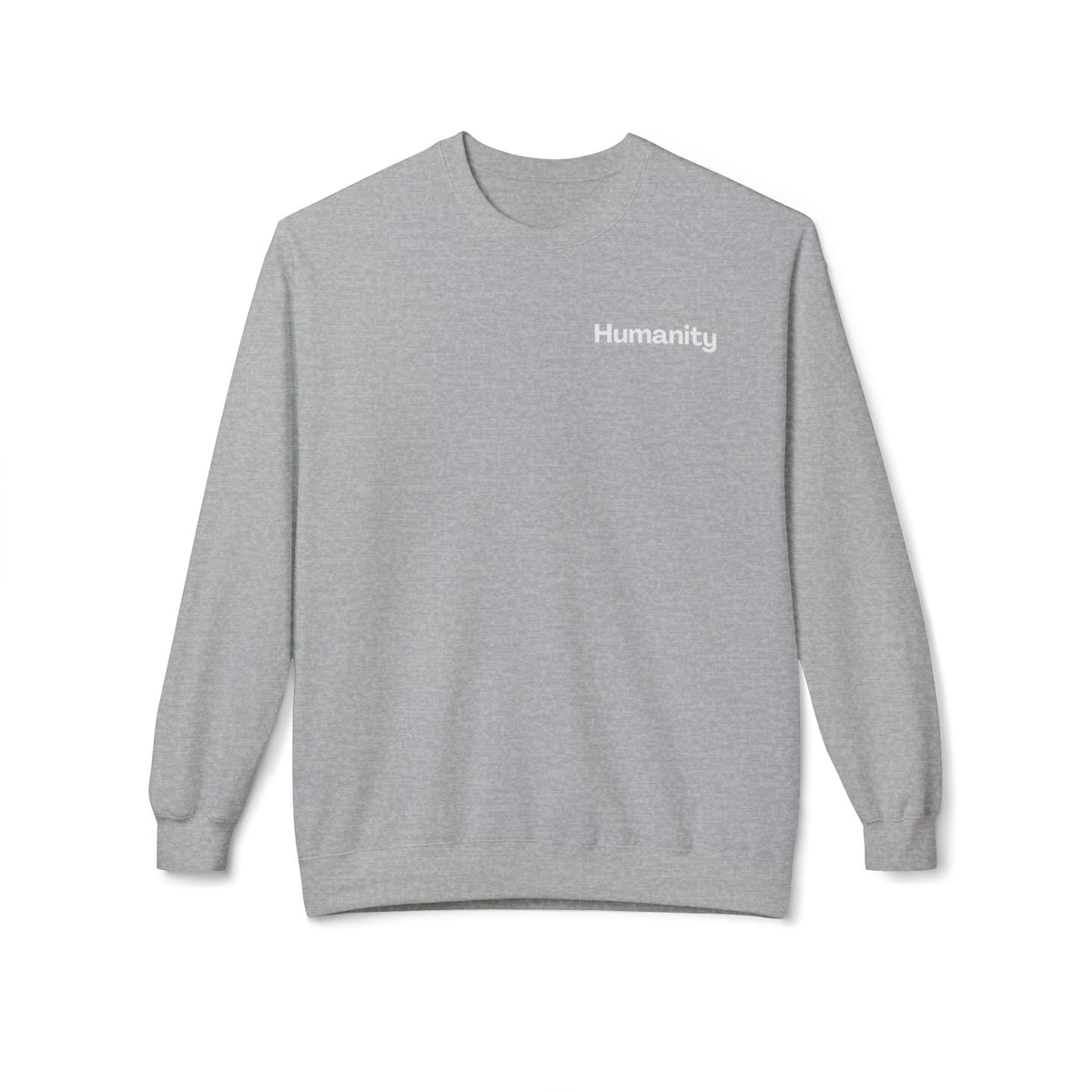 Humanity Crewneck Sweatshirt — Minimalist Black Pullover with 'Humanity' Chest Print