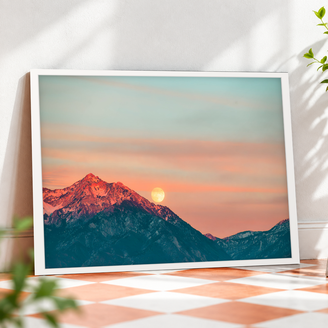 Mountain Wall Art Framed Print – Sunset Mountain Landscape Nature Decor