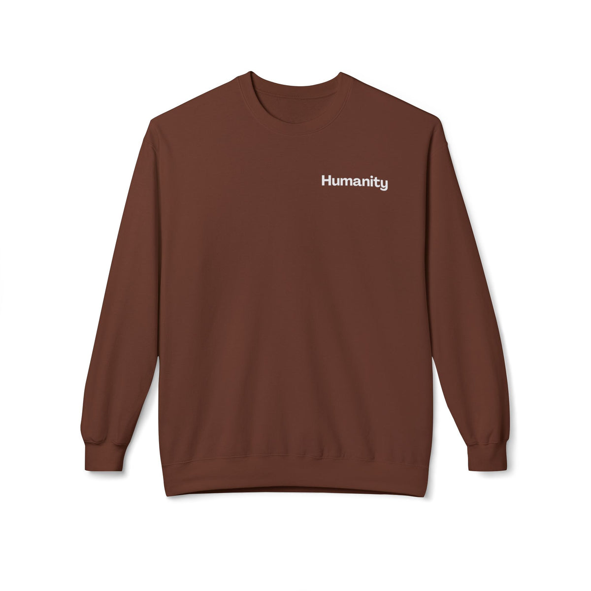 Humanity Crewneck Sweatshirt — Minimalist Black Pullover with 'Humanity' Chest Print