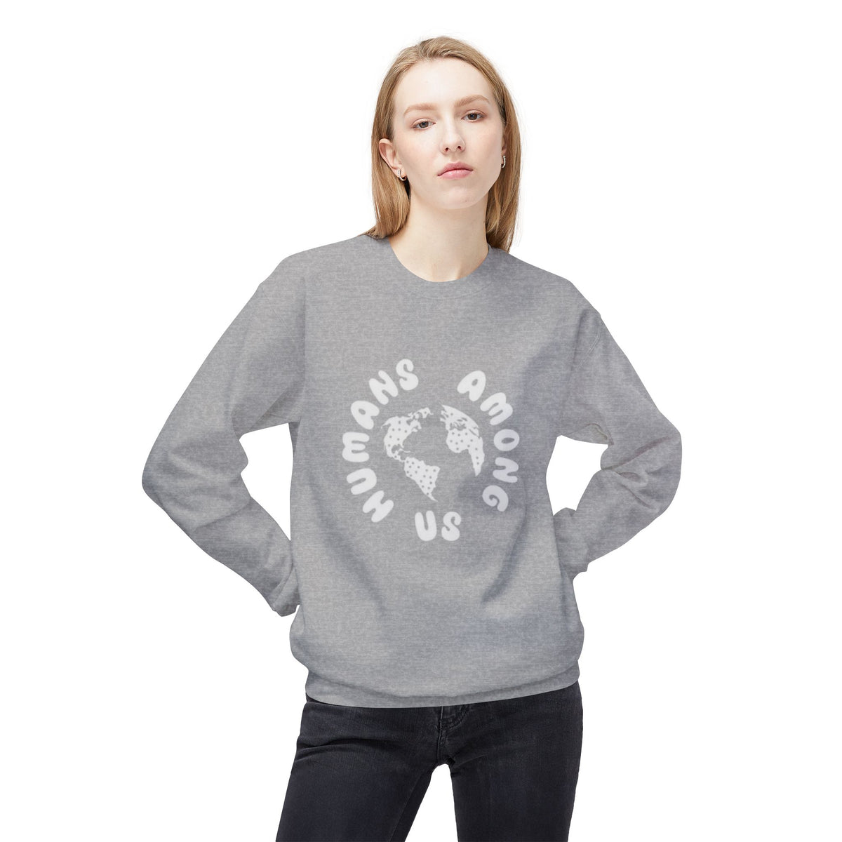 Humans Among Us Earth Graphic Crewneck Sweatshirt