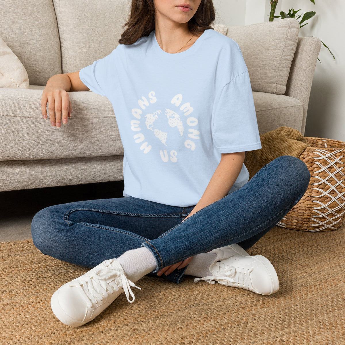 Earth Circle Graphic Tee — "Humans Among Us" Planet Earth T-Shirt