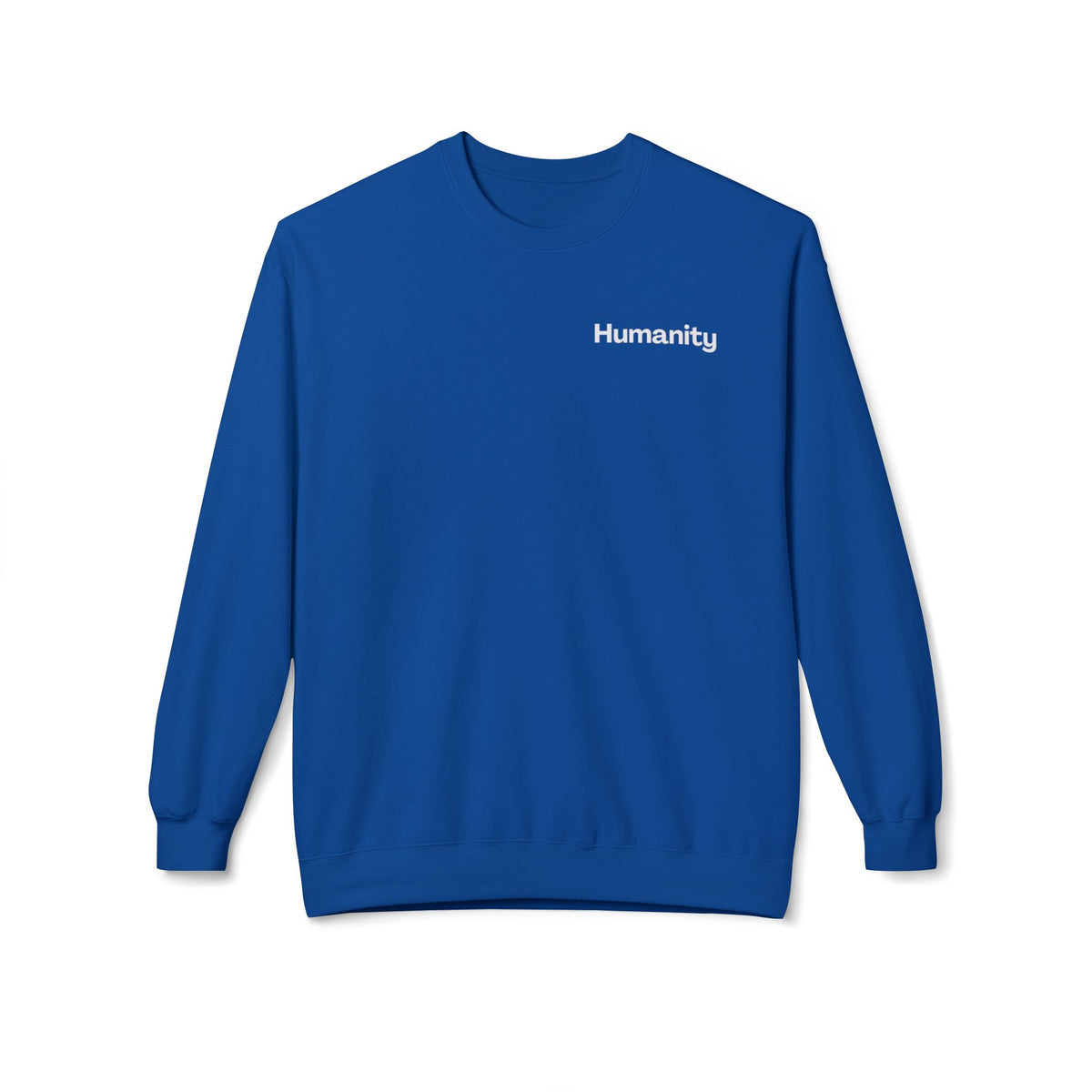 Humanity Crewneck Sweatshirt — Minimalist Black Pullover with 'Humanity' Chest Print