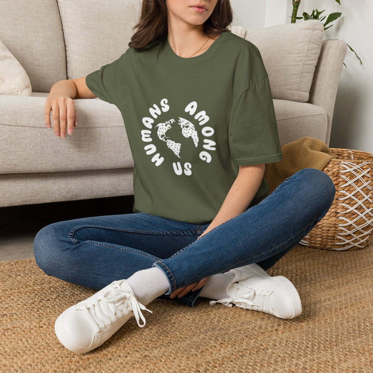 Earth Circle Graphic Tee — "Humans Among Us" Planet Earth T-Shirt