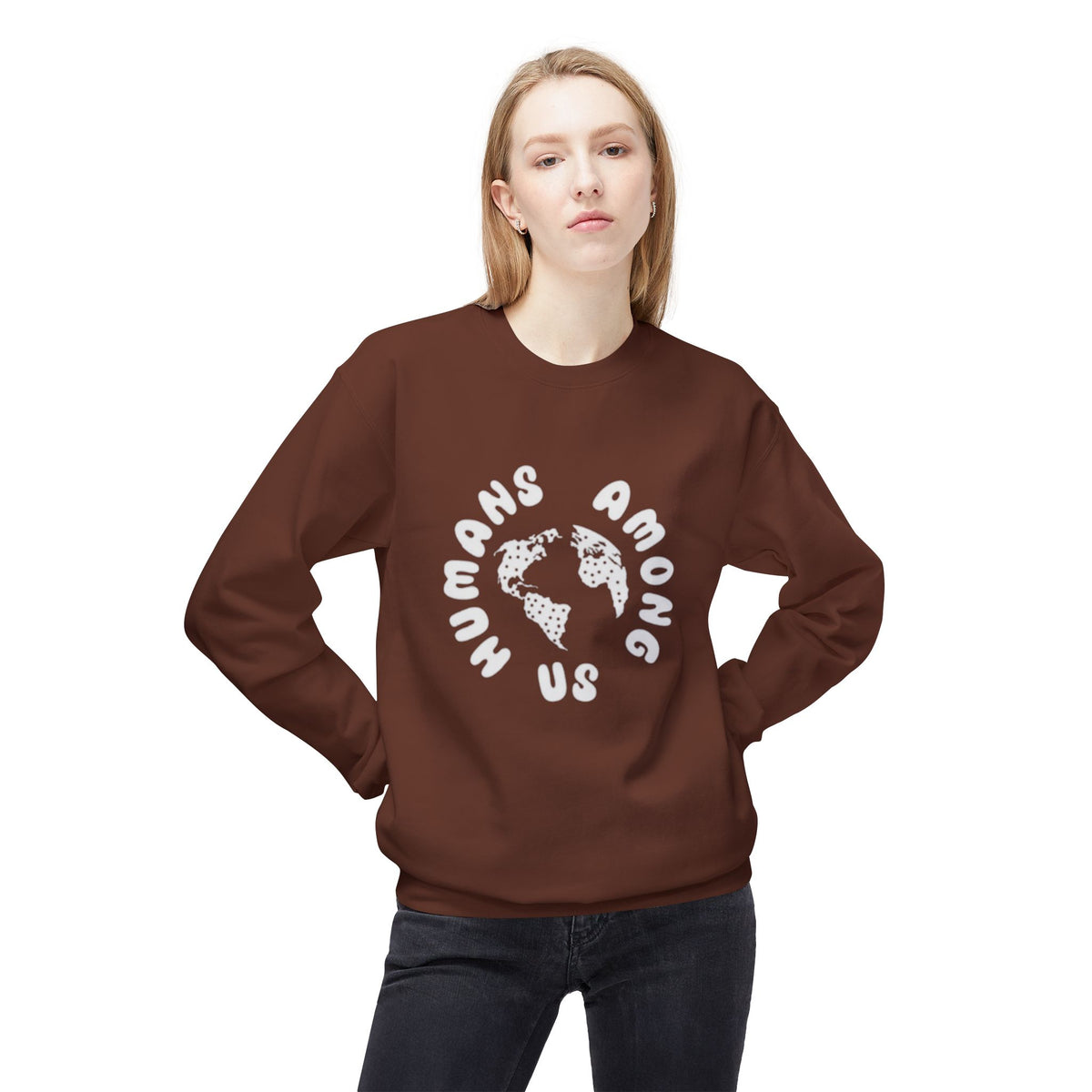 Humans Among Us Earth Graphic Crewneck Sweatshirt