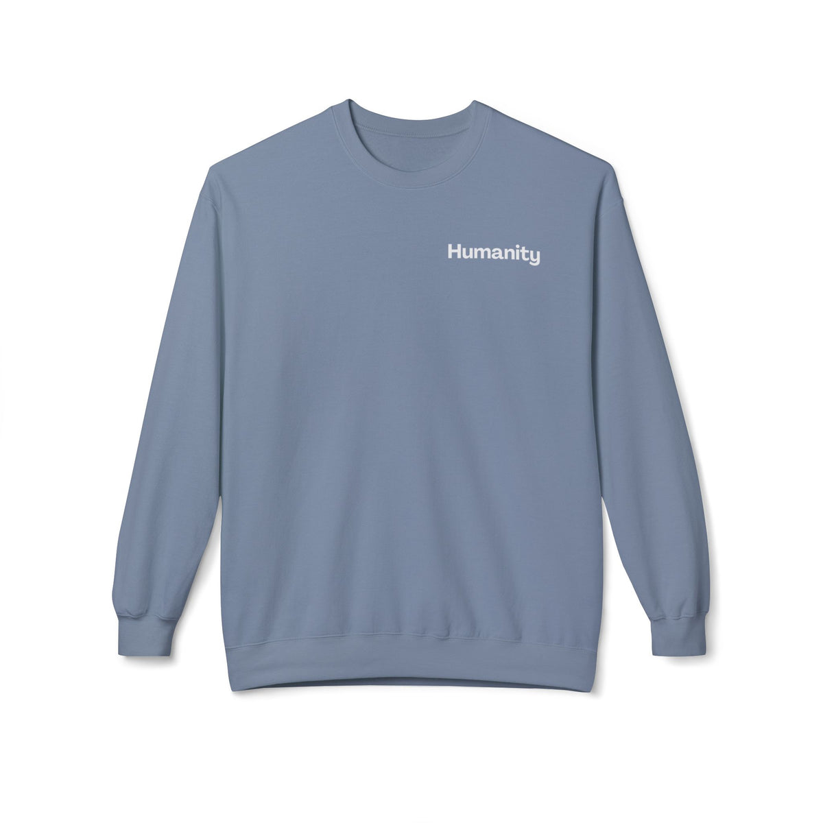Humanity Crewneck Sweatshirt — Minimalist Black Pullover with 'Humanity' Chest Print