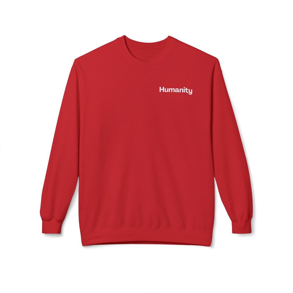 Humanity Crewneck Sweatshirt — Minimalist Black Pullover with 'Humanity' Chest Print