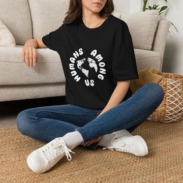 Earth Circle Graphic Tee — "Humans Among Us" Planet Earth T-Shirt