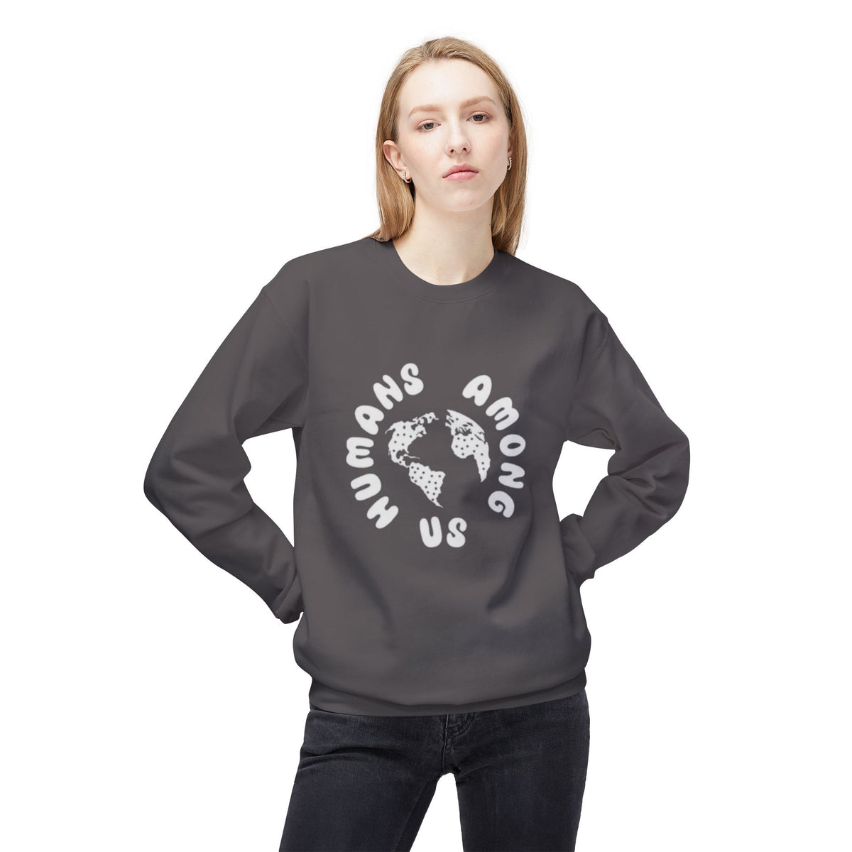 Humans Among Us Earth Graphic Crewneck Sweatshirt