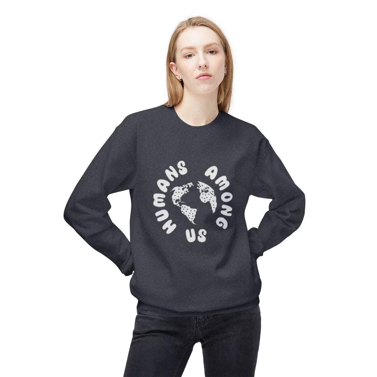 Humans Among Us Earth Graphic Crewneck Sweatshirt