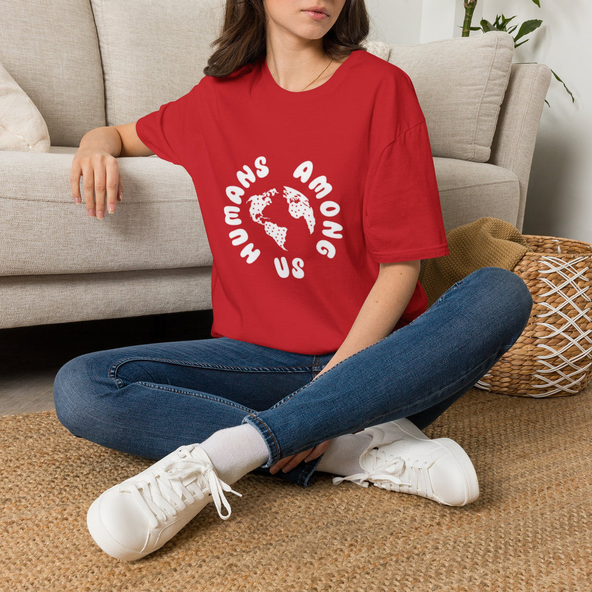 Earth Circle Graphic Tee — "Humans Among Us" Planet Earth T-Shirt